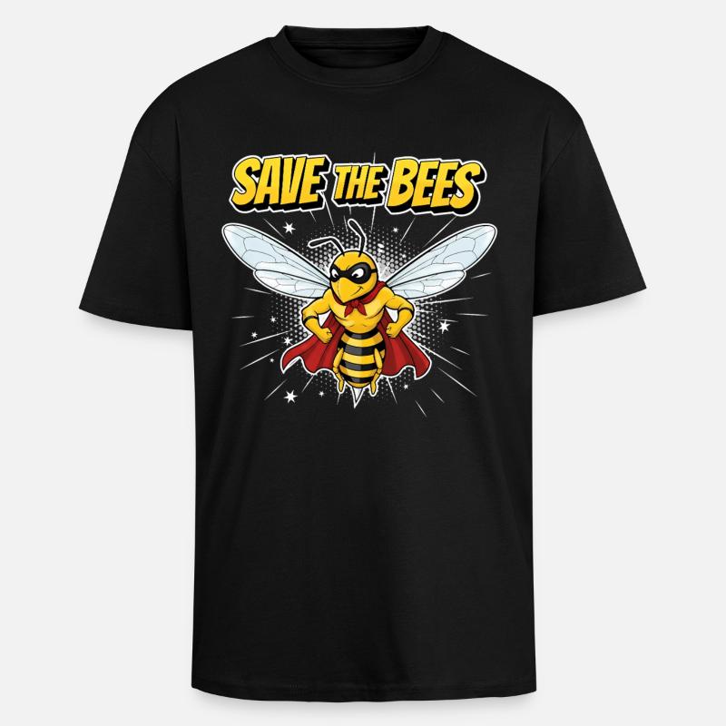 Comic Biene Heldenmotto - Oversized Heavyweight Unisex T-Shirt - Schwarz
