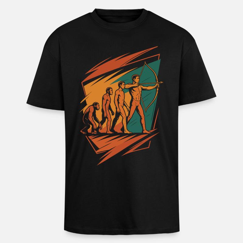 Evolution of Archery Archer Bow Target - Unisex Oversized Heavyweight T-shirt - black