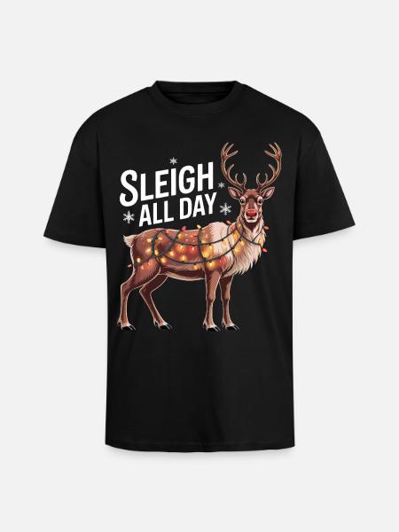 Sleigh All Day - Unisex Oversized Heavyweight T-shirt - black