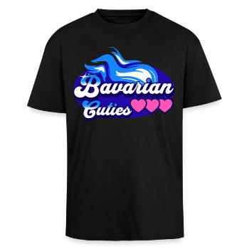 Süße bayrische Mädls - Oversized Heavyweight Unisex T-Shirt - Schwarz - Vorne - Alina (178cm) & Michal (187cm)