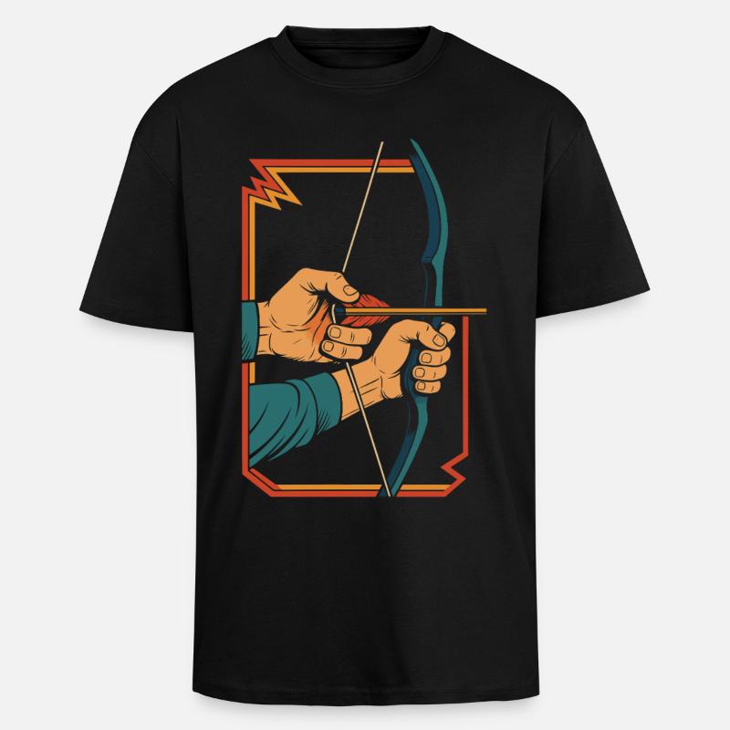 archery bow target archer hands retro - Unisex Oversized Heavyweight T-shirt - black