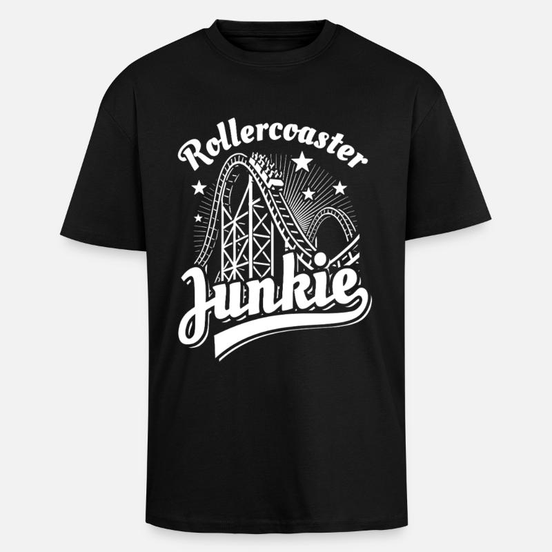 Rollercoaster Junkie - Roller Coaster - Loop - Unisex Oversized Heavyweight T-shirt - black