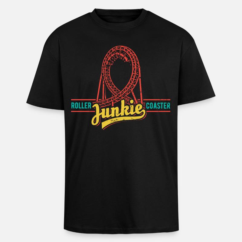 Rollercoaster Junkie - Roller Coaster - Loop - Unisex Oversized Heavyweight T-shirt - black