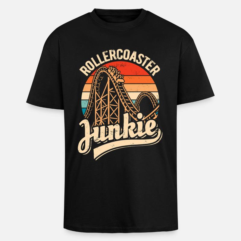 Rollercoaster Junkie - Roller Coaster - Loop - Unisex Oversized Heavyweight T-shirt - black