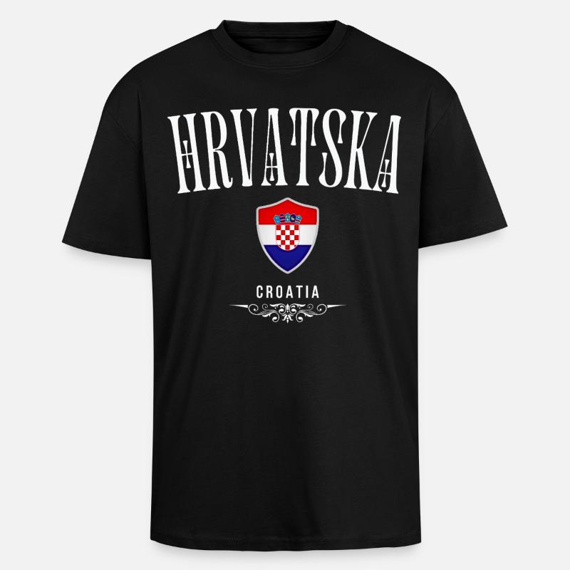 Fierté croate, drapeau croate - T-shirt unisexe oversize épais - noir