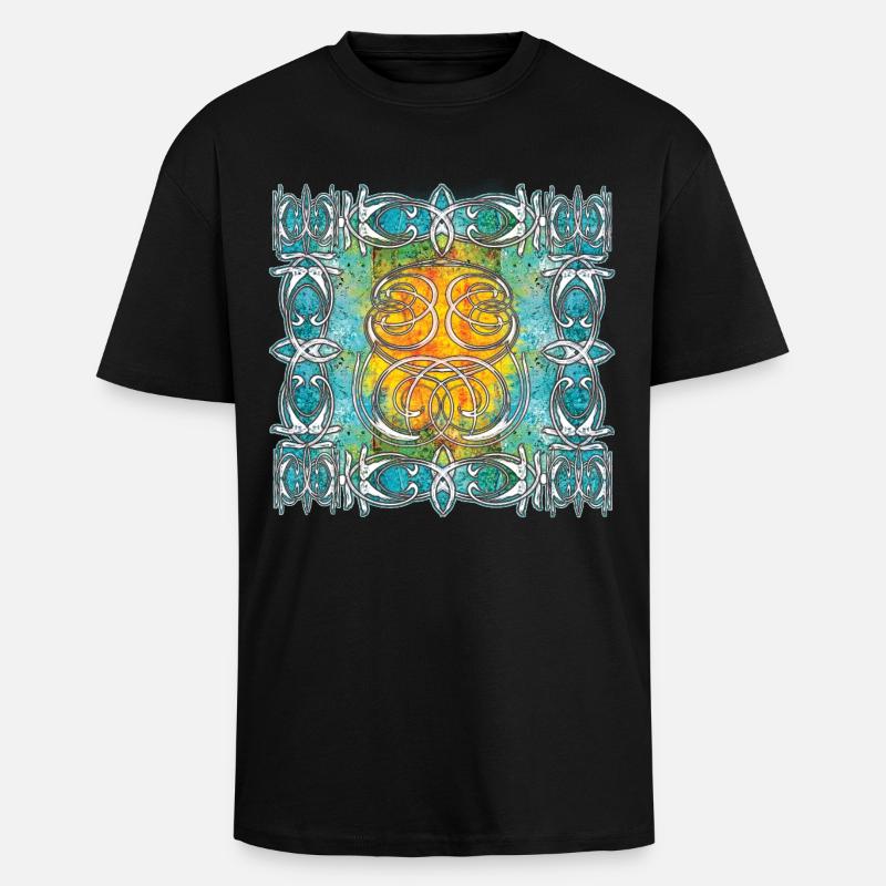 Celtic pattern with sun motifs - Unisex Oversized Heavyweight T-shirt - black