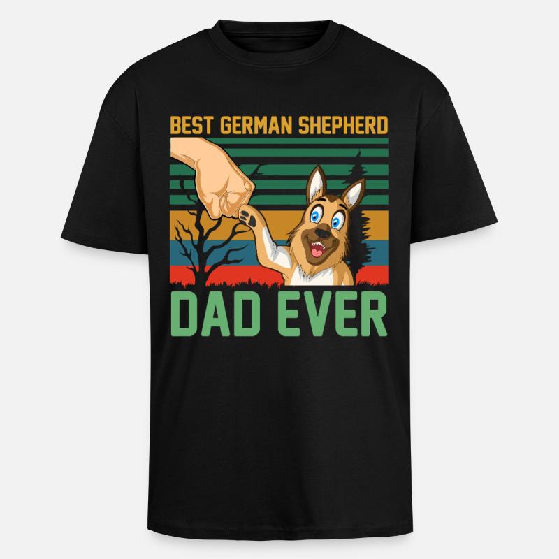 Bester Deutscher Schäferhund Papa - Oversized Heavyweight Unisex T-Shirt - Schwarz