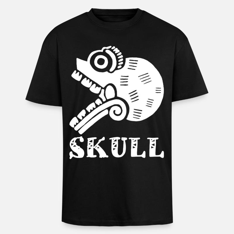 Weißer Stammesschädel - Oversized Heavyweight Unisex T-Shirt - Schwarz