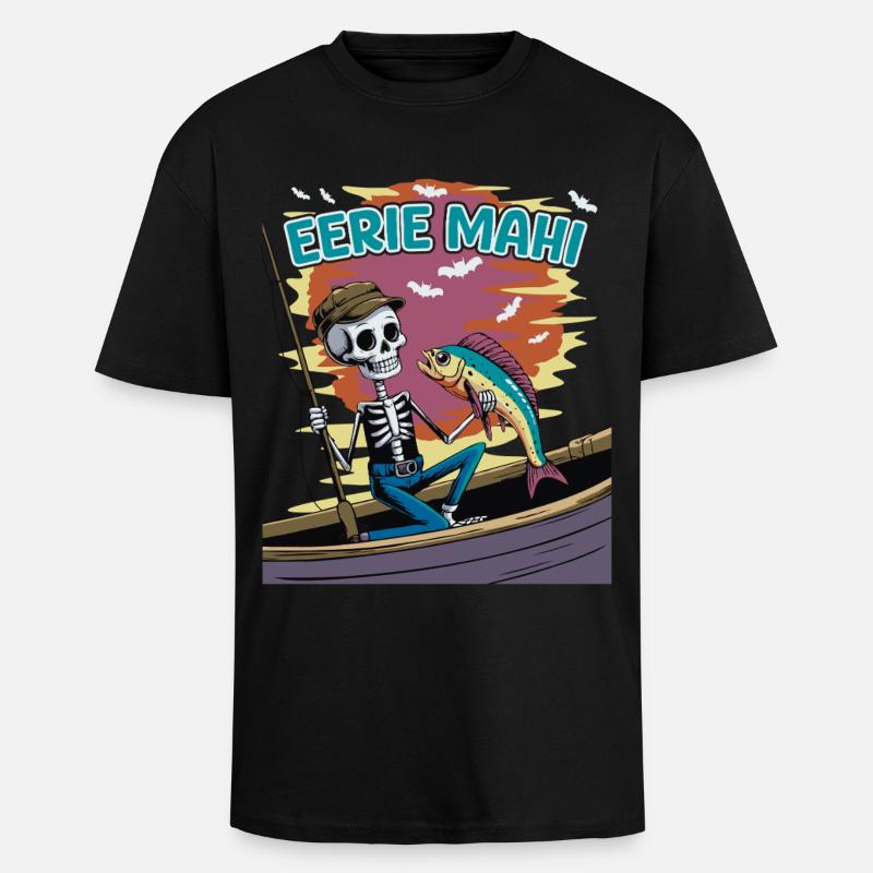 Creative skeleton angler dolphinfish Mahimahi - Unisex Oversized Heavyweight T-shirt - black