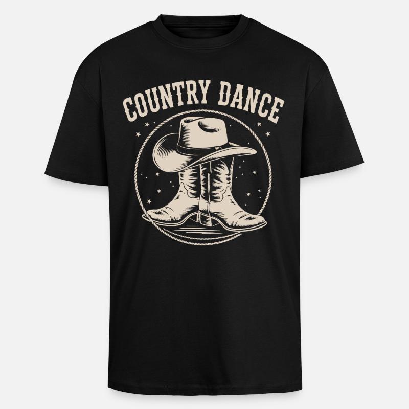 Conception de danse country - T-shirt unisexe oversize épais - noir