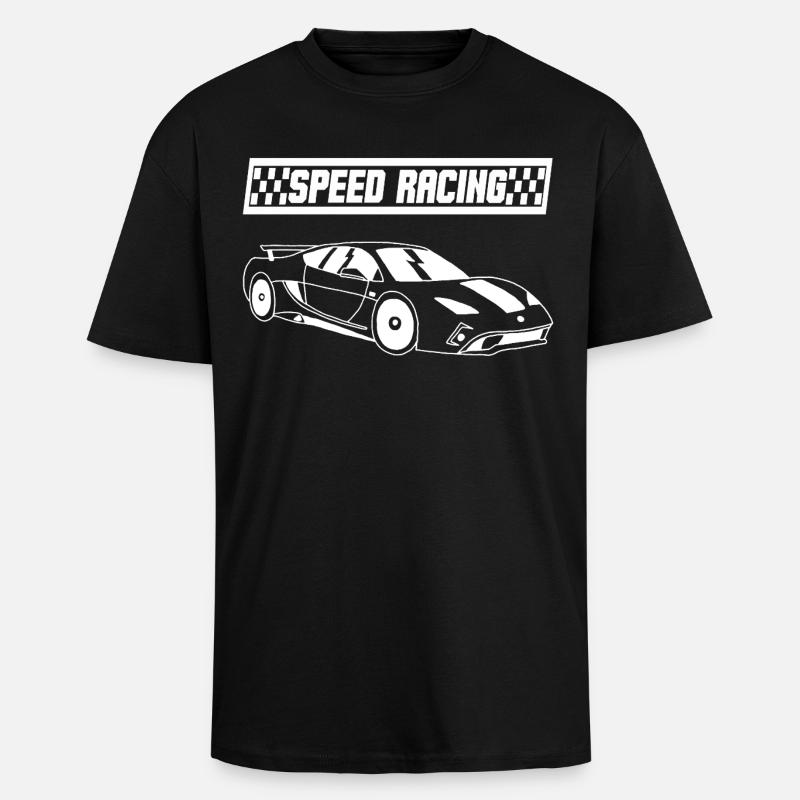 Voiture de course blanche - T-shirt unisexe oversize épais - noir