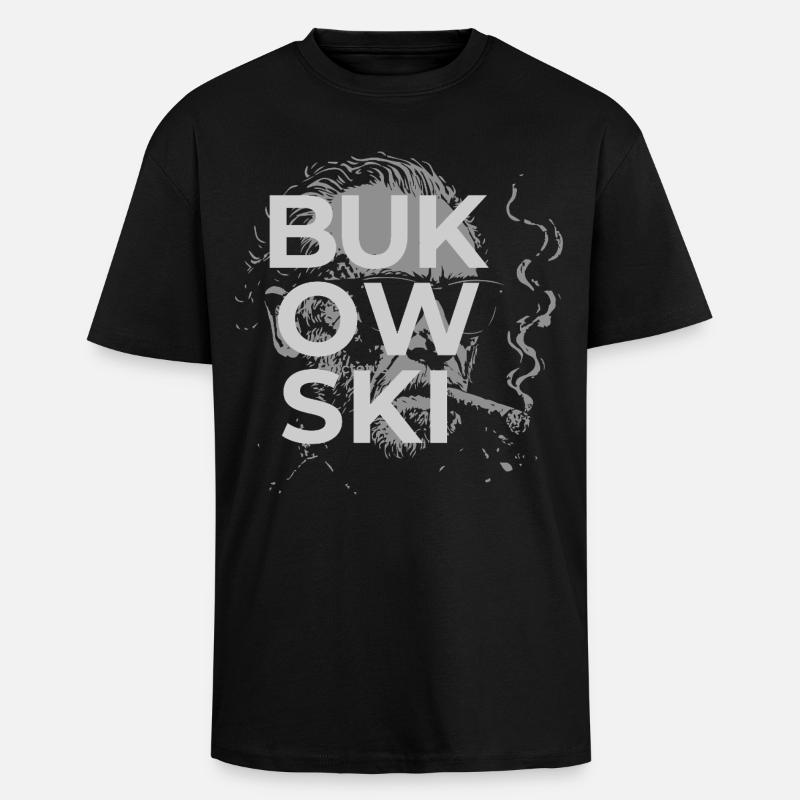 Charles Bukowski raucht ein Zigarrenporträt - Oversized Heavyweight Unisex T-Shirt - Schwarz
