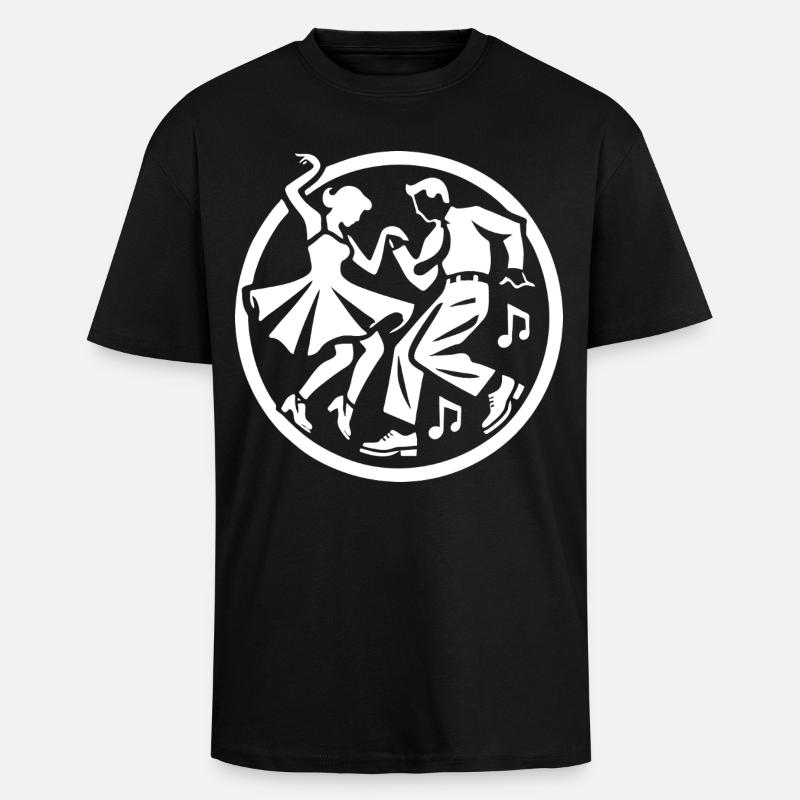 Rock 'n' Roll Silhouette Design - Unisex Oversized Heavyweight T-shirt - black