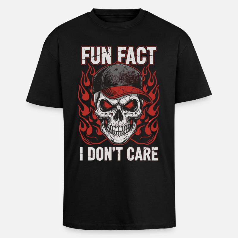 Skull mit Baseball Cap und Feuerdesign - Oversized Heavyweight Unisex T-Shirt - Schwarz