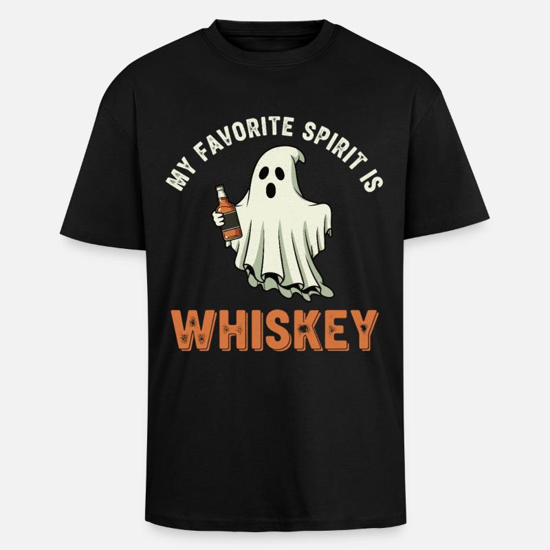 Fantôme avec bouteille de whisky - T-shirt unisexe oversize épais - noir