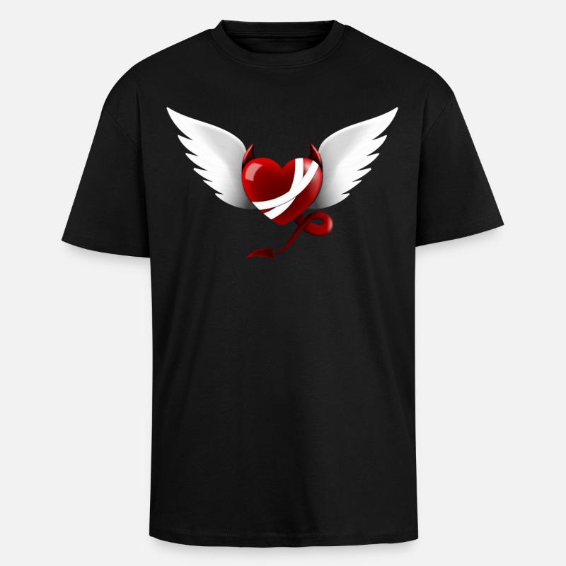 Herz Teufel Engel Design Geschenk - Oversized Heavyweight Unisex T-Shirt - Schwarz