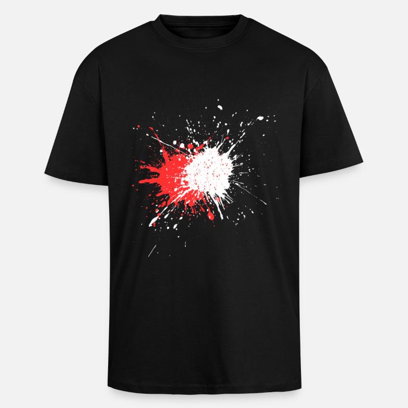 Abstrakte Farbspritztechnik auf Schwarz - Oversized Heavyweight Unisex T-Shirt - Schwarz