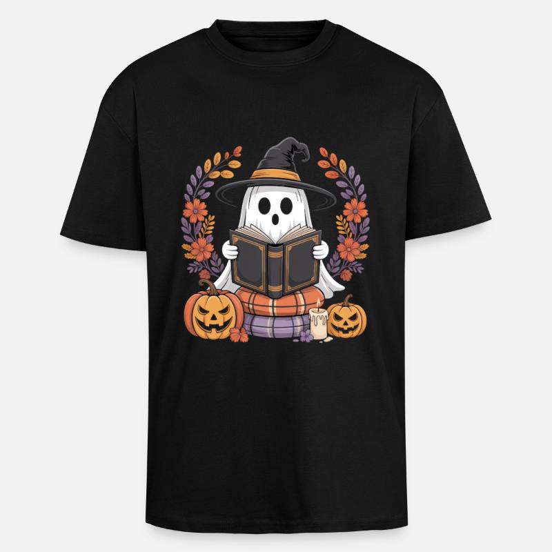 Witch Pumpkin Ghost Reader Design - Unisex Oversized Heavyweight T-shirt - black