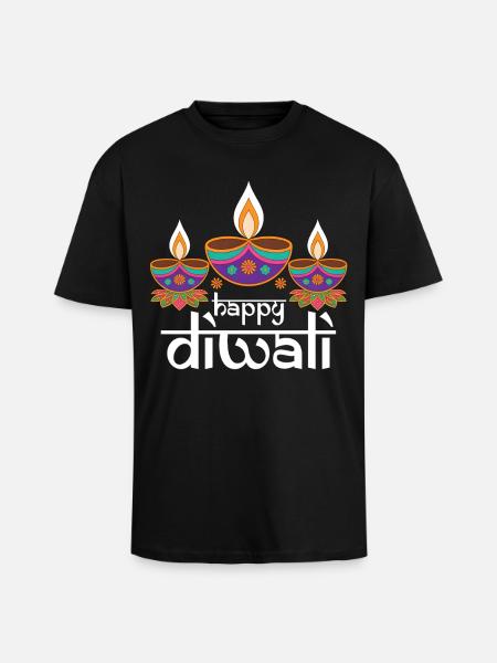 Happy Diwali Festival of Lights - Unisex Oversized Heavyweight T-shirt - black