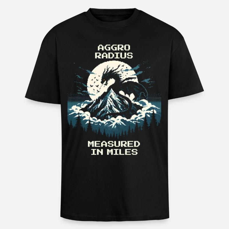 Aggro-Radius | Retro Drache Pixel Art - Oversized Heavyweight Unisex T-Shirt - Schwarz