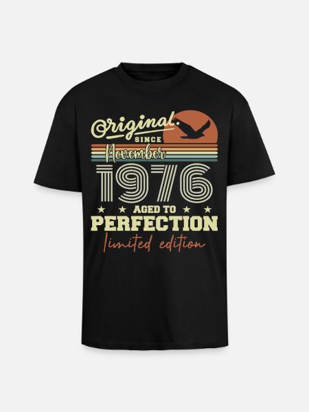 November 1976 Anniversary 1976 November 1976 - Unisex Oversized Heavyweight T-shirt - black