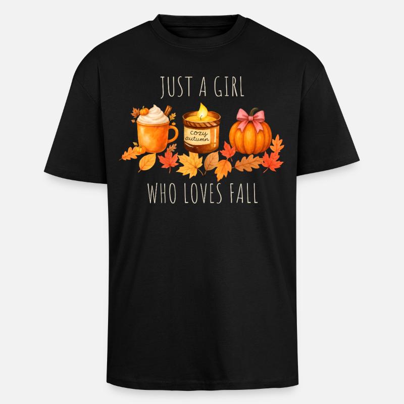 Nur ein Mädchen das Herbst liebt - Oversized Heavyweight Unisex T-Shirt - Schwarz