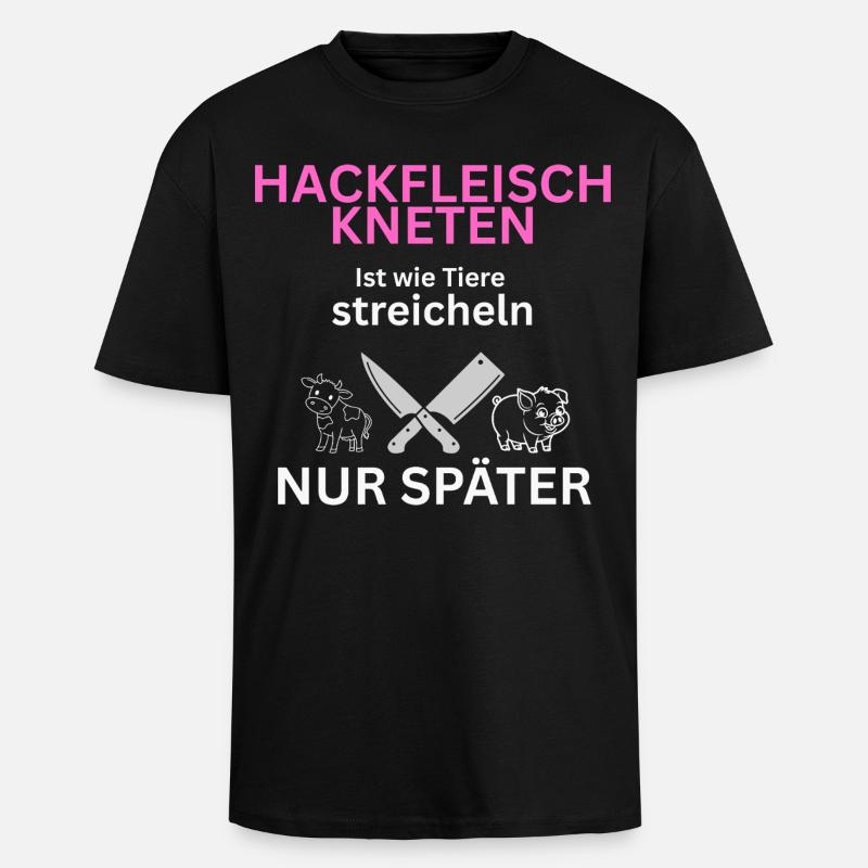 Fleisch Esser - Tiere streicheln-nur Später - Oversized Heavyweight Unisex T-Shirt - Schwarz