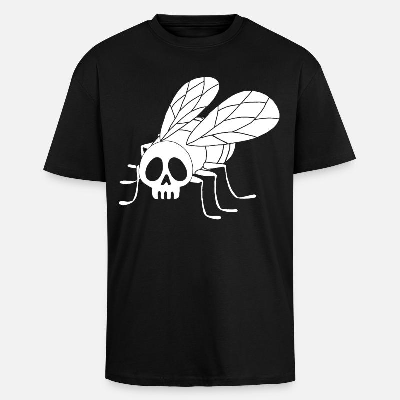 Fly Skull (White) - Unisex Oversized Heavyweight T-shirt - black