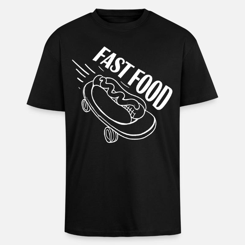 Fast Hot Dog Skateboard Longboard - Unisex Oversized Heavyweight T-shirt - black