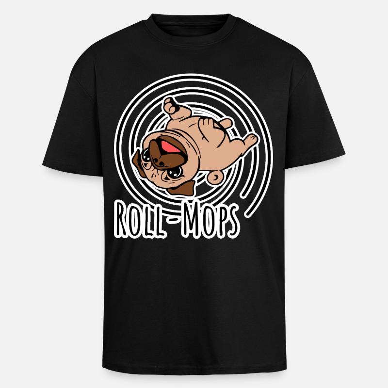 Rolling Pug - En rullende mops - Unisex oversized t-skjorte i kraftig kvalitet - svart