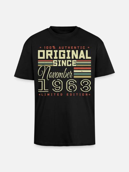 November 1968 Birthday Gift - Unisex Oversized Heavyweight T-shirt - black