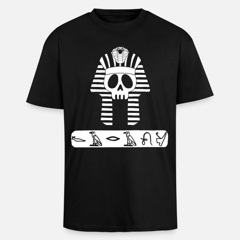 Crâne du pharaon blanc - T-shirt unisexe oversize épais - noir