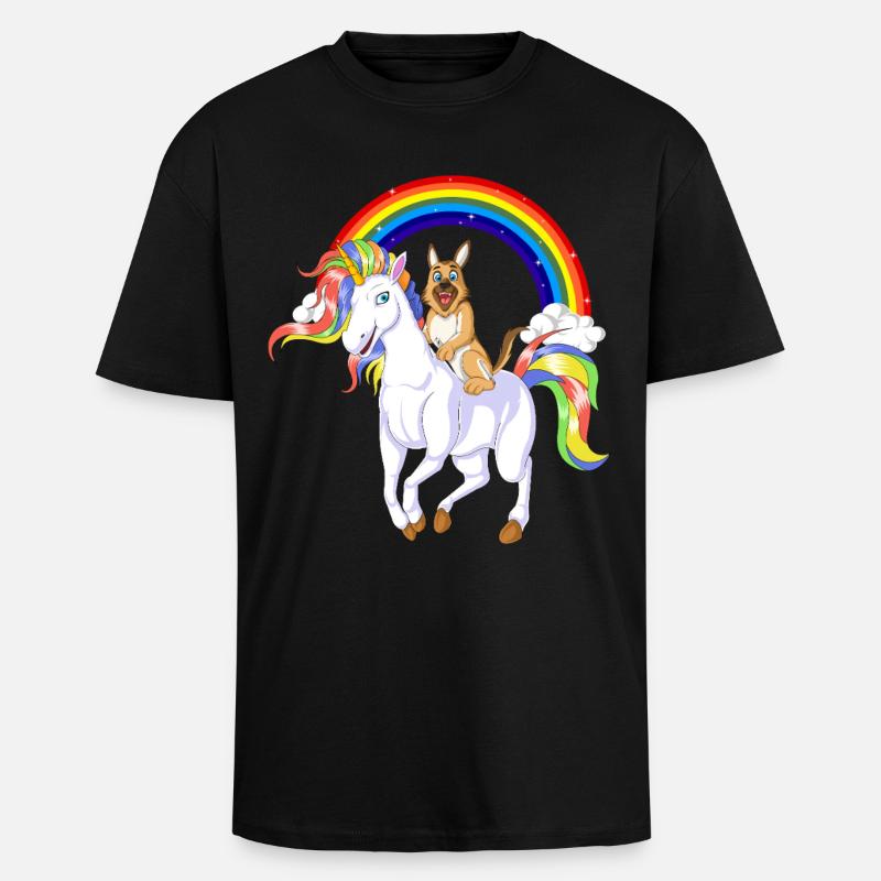 Deutscher Schäferhund Einhorn - Oversized Heavyweight Unisex T-Shirt - Schwarz
