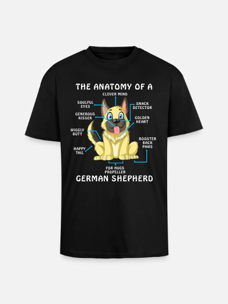 Anatomy of A German Shepherd - Unisex Oversized Heavyweight T-shirt - black