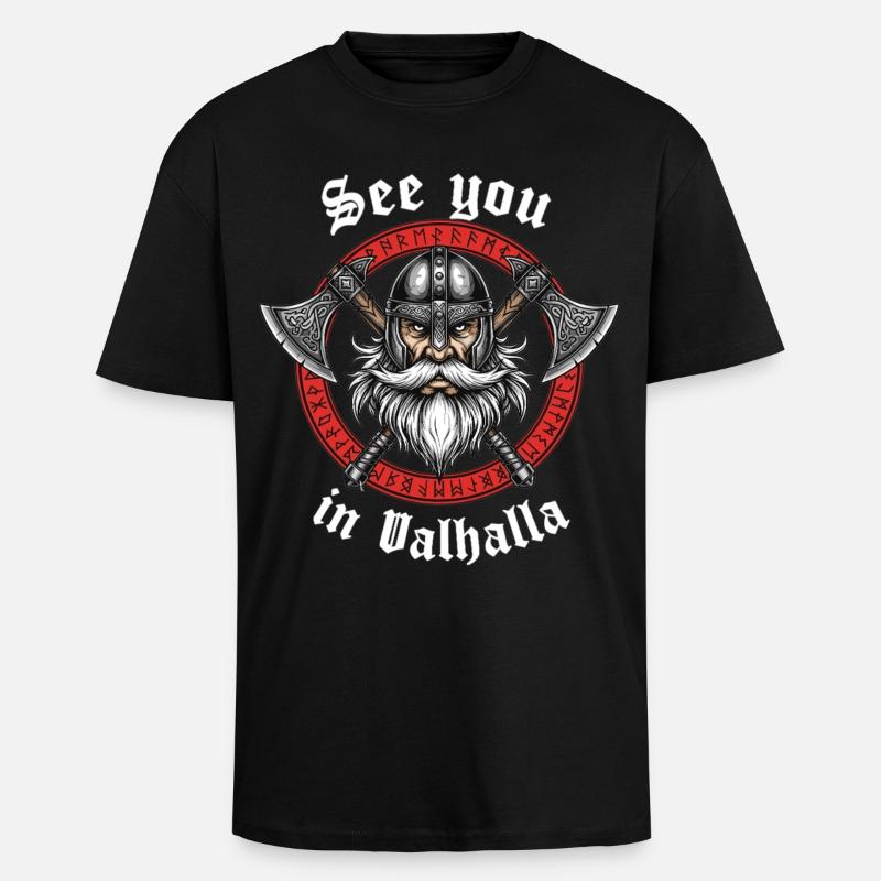 Valhalla Vikinger Krieger - Oversized Heavyweight Unisex T-Shirt - Schwarz