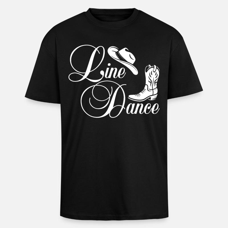 Line Dance Western Script - Unisex Oversized Heavyweight T-shirt - black