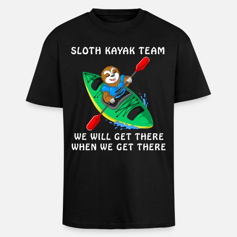 Faultier Kajak Team - Oversized Heavyweight Unisex T-Shirt - Schwarz