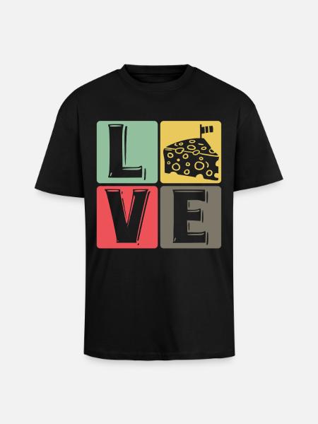CheeseLove Pop Art Square - Unisex Oversized Heavyweight T-shirt - black