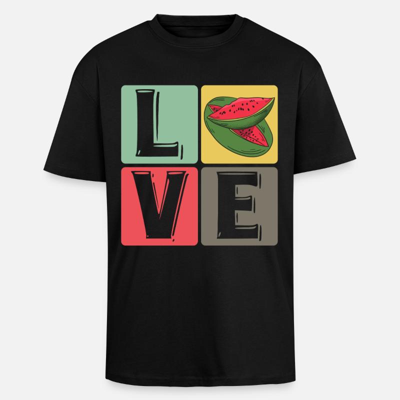 Blocs de pastèque Love Pop Art - T-shirt unisexe oversize épais - noir