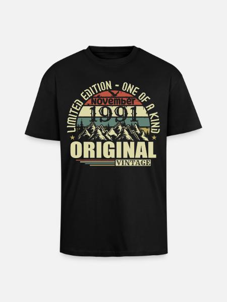 Birthday November 1991 - Unisex Oversized Heavyweight T-shirt - black