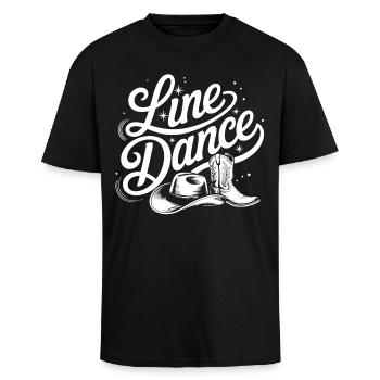 Line Dance Boots Illustration - Unisex Oversized Heavyweight T-shirt - black - Front - Alina (178cm) & Michal (187cm)