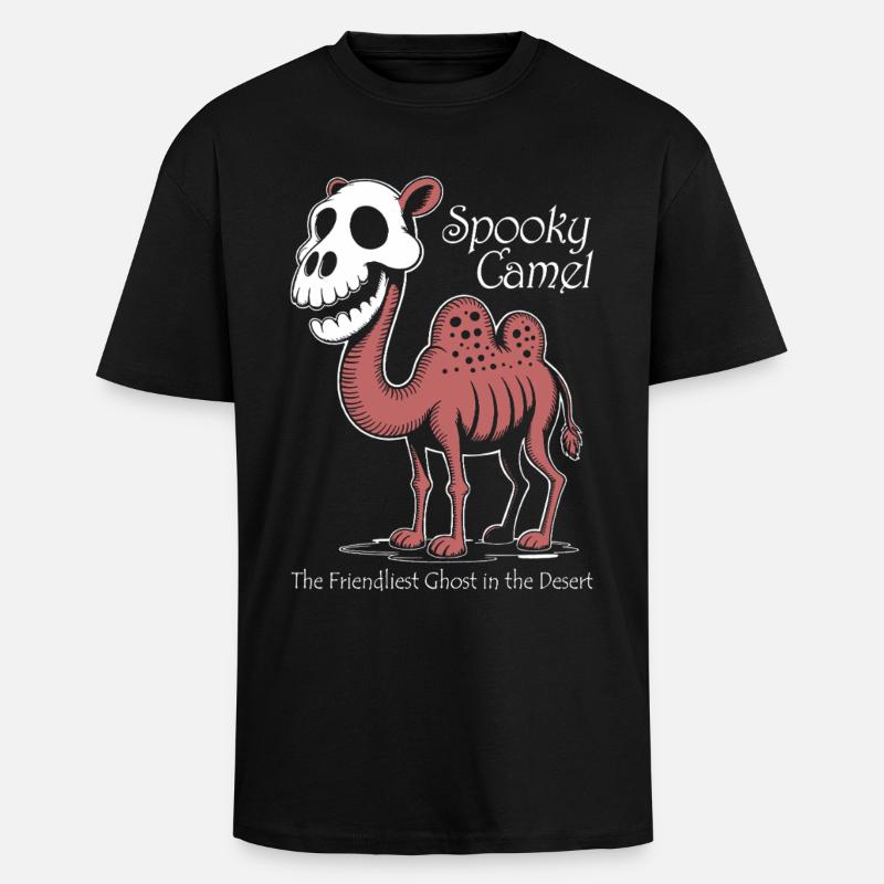 Spooky Camel Ghost in Desert - Oversized Heavyweight Unisex T-Shirt - Schwarz