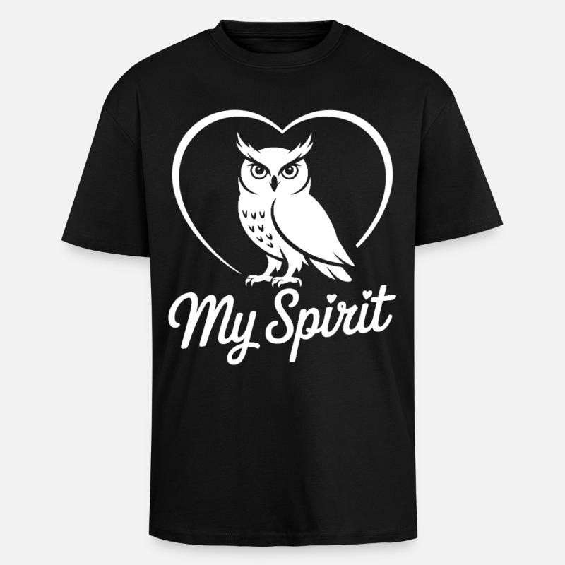 Eule mit Herz - Oversized Heavyweight Unisex T-Shirt - Schwarz