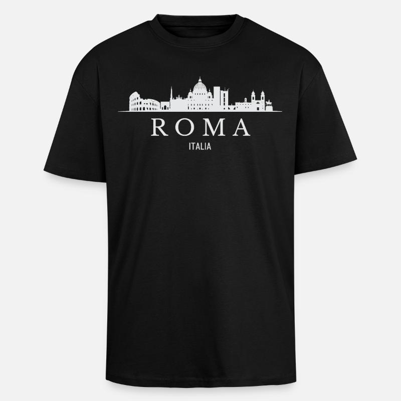 Rome skyline, I love Rome - Unisex Oversized Heavyweight T-shirt - black