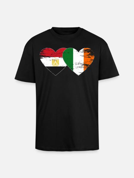 Egypte Irlande Drapeau Coeur Utilisé - T-shirt unisexe oversize épais - noir