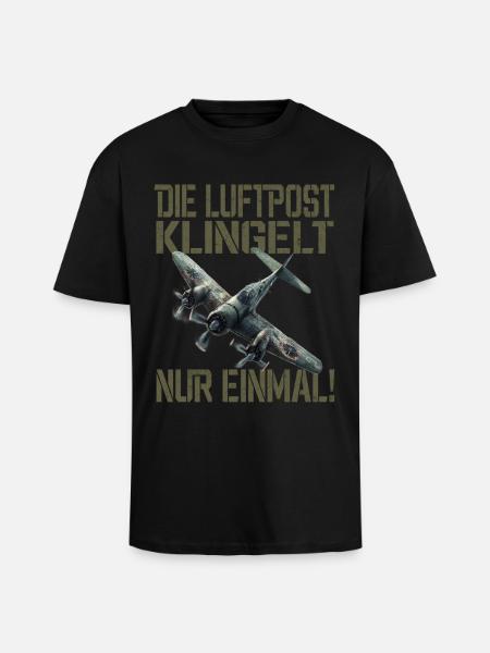 Airmail only rings once Plane - Unisex Oversized Heavyweight T-shirt - black