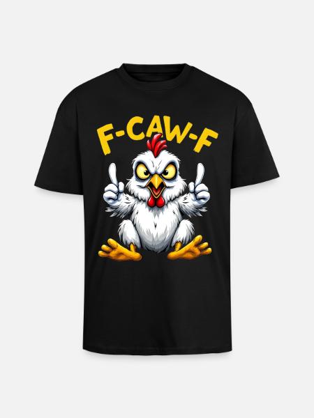Vechtende Kip F-C-A-W-F Cartoon - Unisex oversized T-shirt van zware kwaliteit - zwart