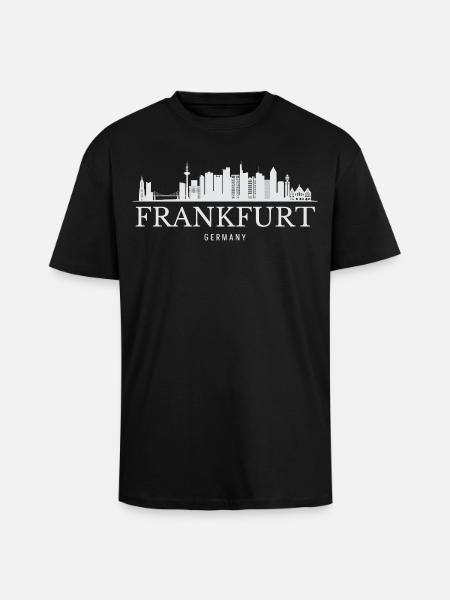 Frankfurt Skyline, Frankfurt Germany - Unisex Oversized Heavyweight T-shirt - black