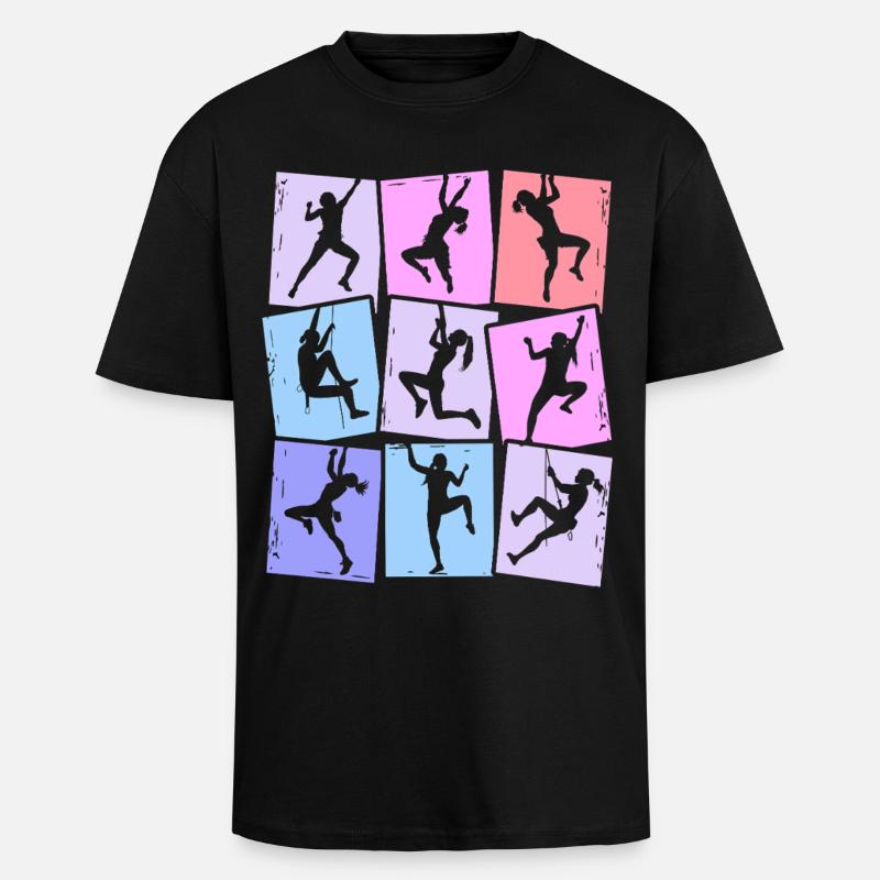 Klettern Berge Kletterer Bouldern Damen Mädchen - Oversized Heavyweight Unisex T-Shirt - Schwarz