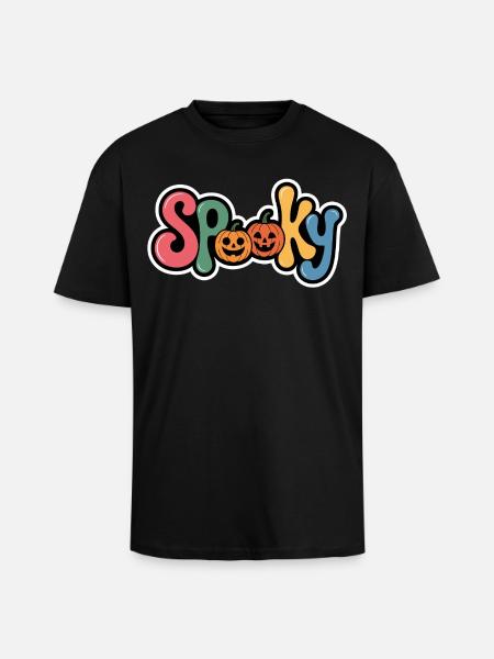 Spooky Pumpkin Halloween Lettering - Unisex Oversized Heavyweight T-shirt - black